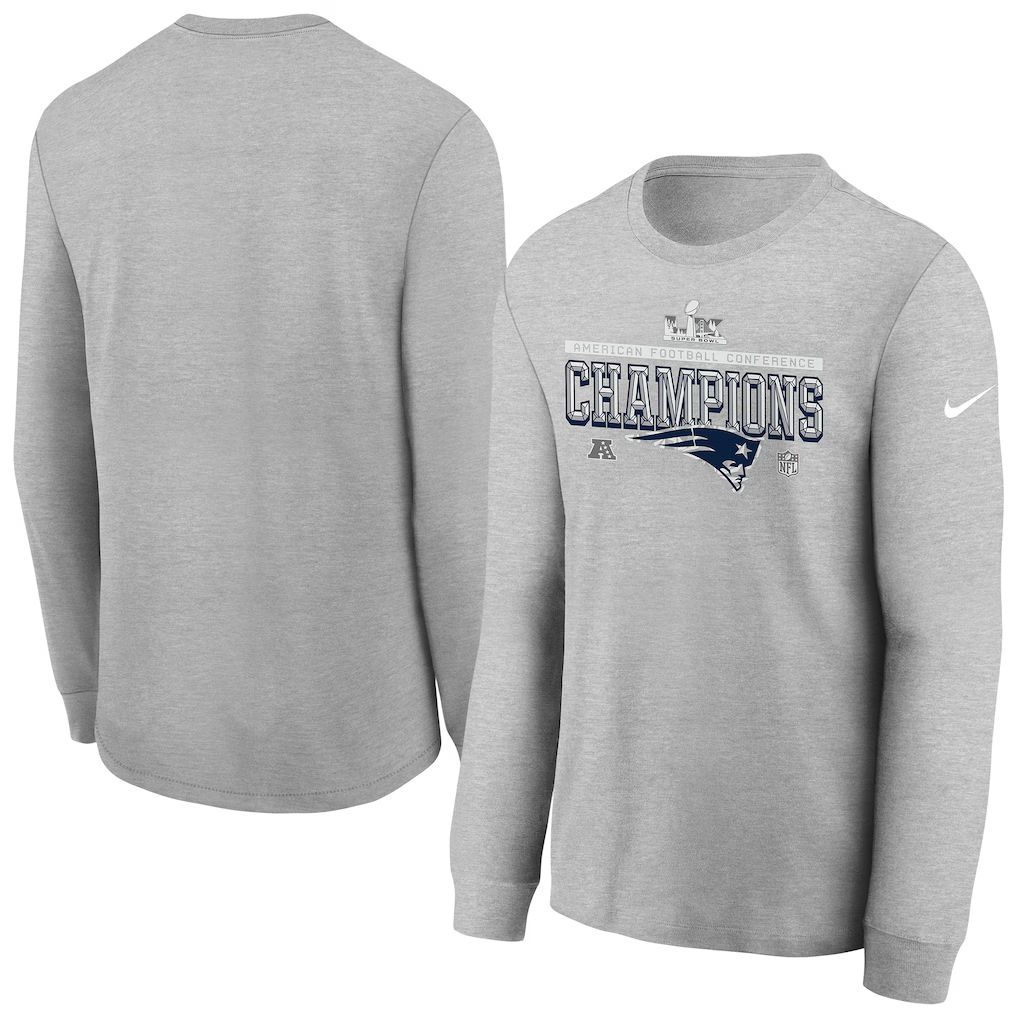 Men 2026 Nike NFL New England Patriots  long sleeved T-shirt grey 015->nfl t-shirts->Sports Accessory